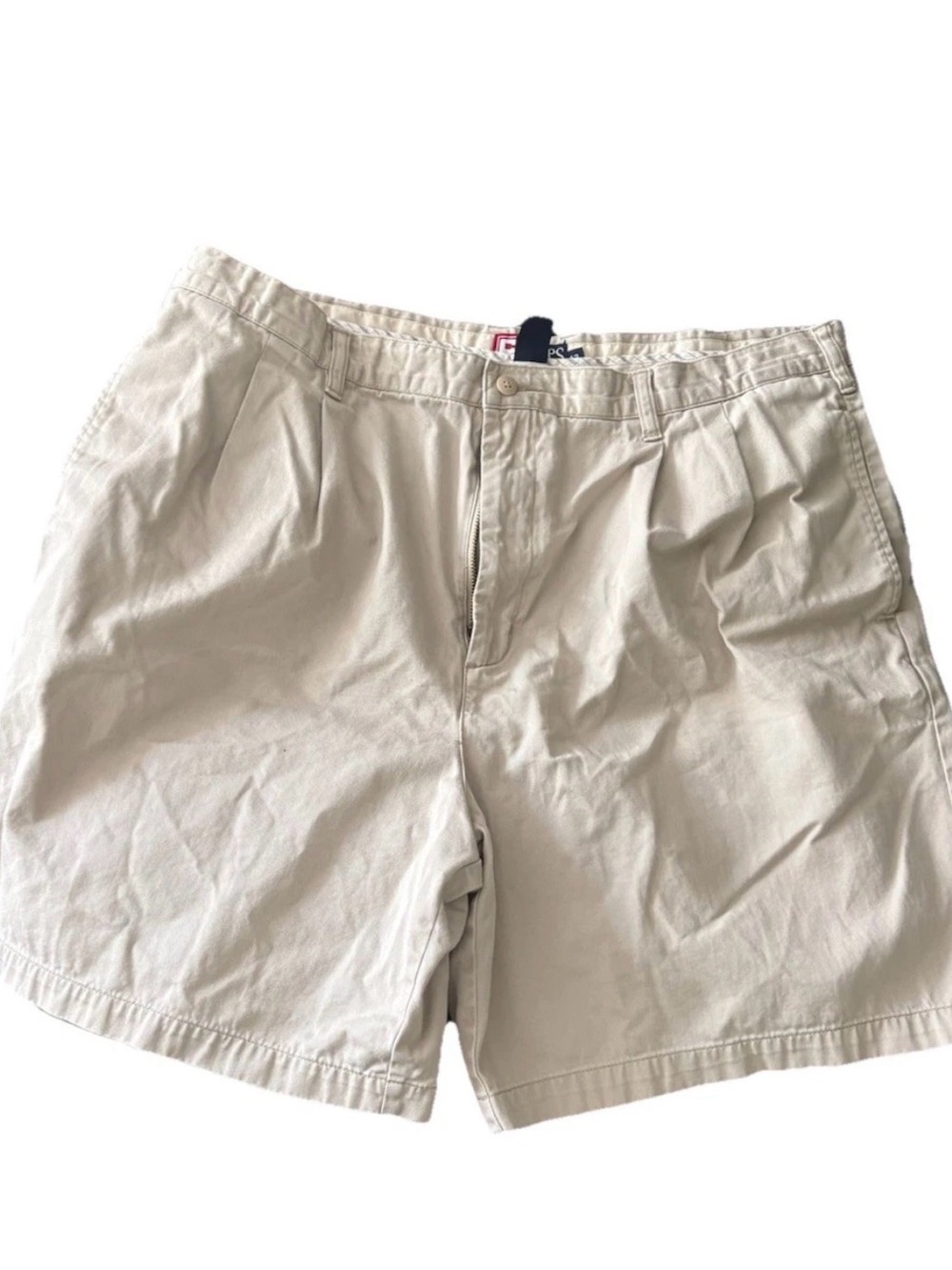 Chaps Ralph Lauren Pleated Chino Shorts Mens Khaki Beige Regular Fit Size 42